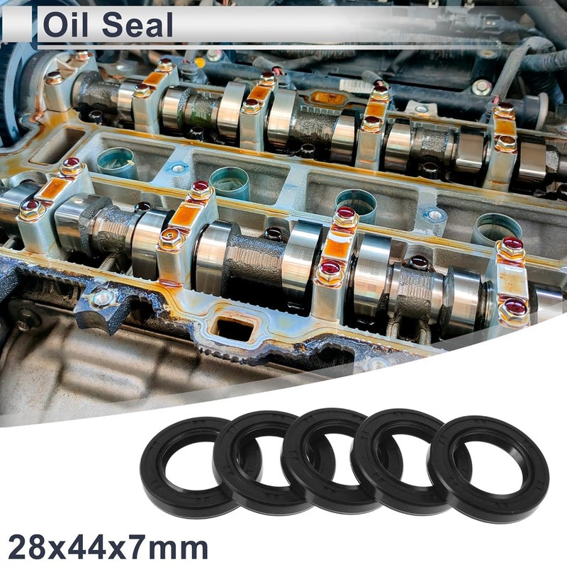 RATCHROLL Oil Seal TC Seal Ring Rotary Shaft Seal 28x44x7mm High Pressure Nitrile Rubber Black 5 Pcs - Image 2